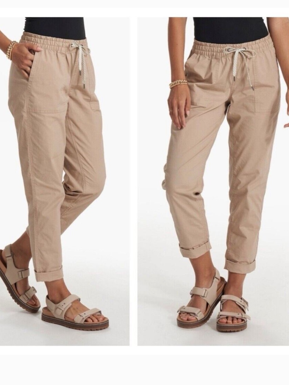Vuori Vintage Ripstop Pants Womens Size S Coconut Organic Cotton Stretch VW450